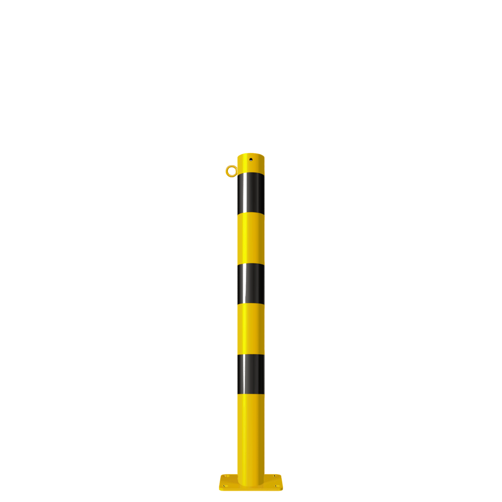 Afzetpaal Ø76 mm | Geel-zwart | Voor verankering in beton of op voetplaat