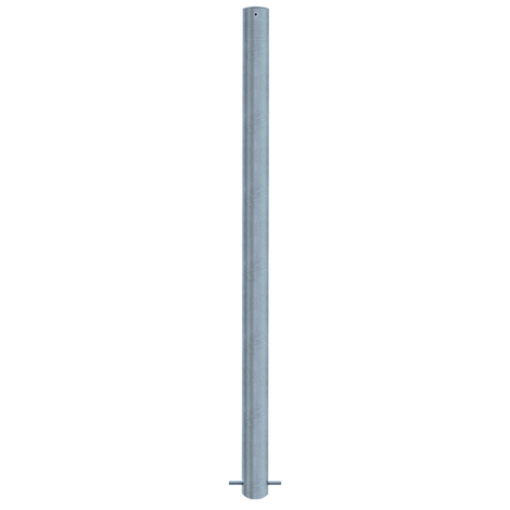 Afzetpaal Ø76 mm van verzinkt staal, ontworpen voor betonverankering.