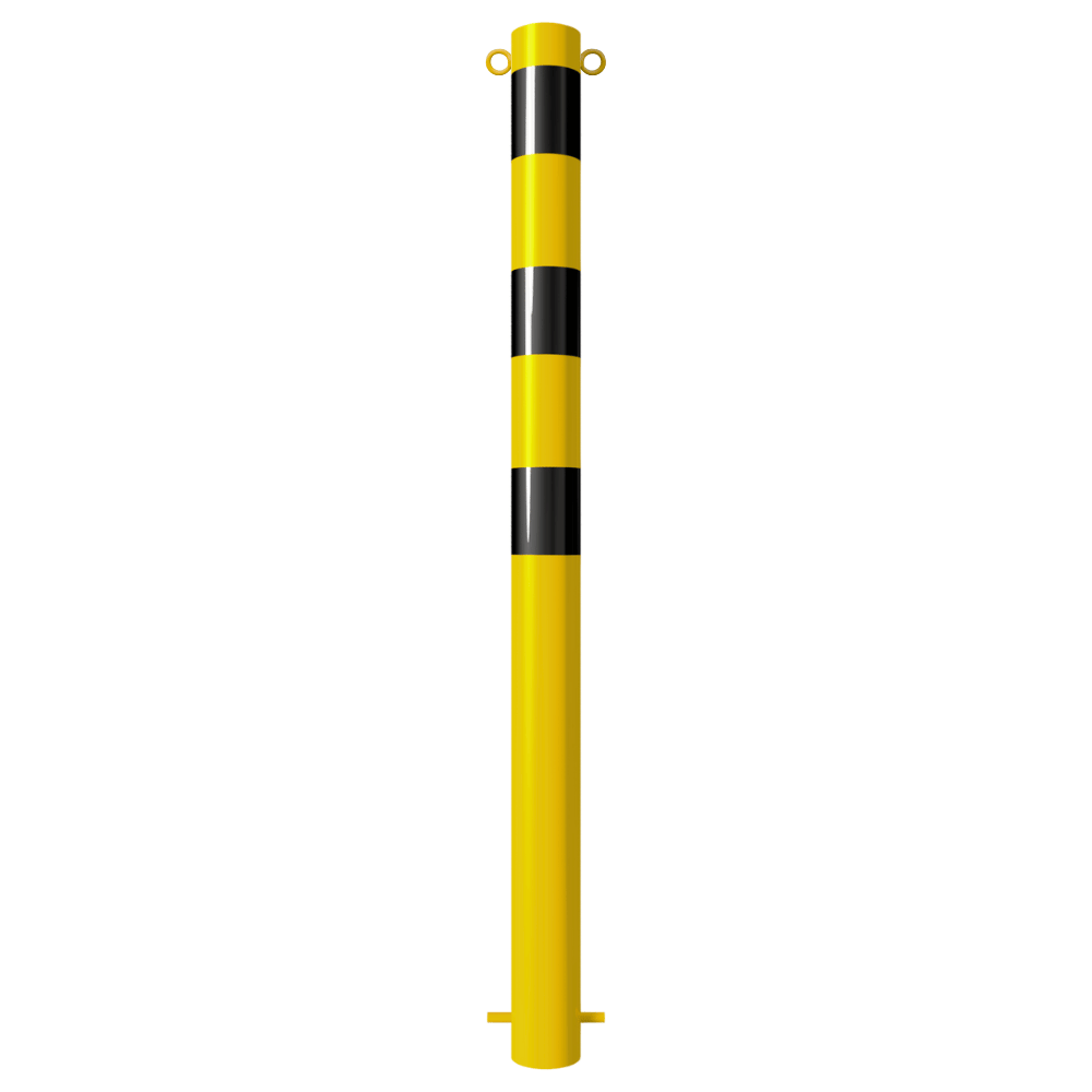 Afzetpaal Ø89 mm | Geel-zwart | Voor verankering in beton of op voetplaat