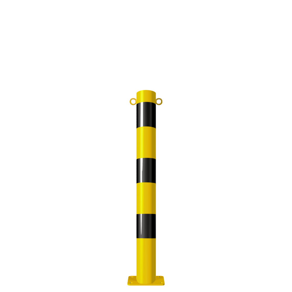 Afzetpaal Ø89 mm | Geel-zwart | Voor verankering in beton of op voetplaat