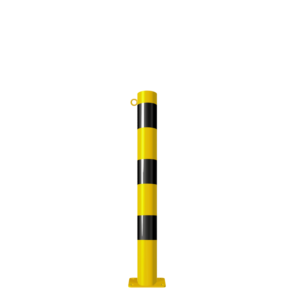 Afzetpaal Ø89 mm | Geel-zwart | Voor verankering in beton of op voetplaat