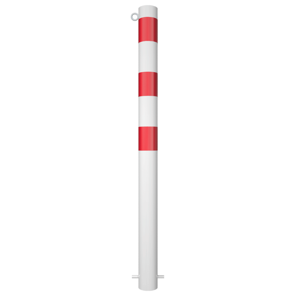 Afzetpaal Ø89 mm | Wit-rood | Voor verankering in beton of op voetplaat