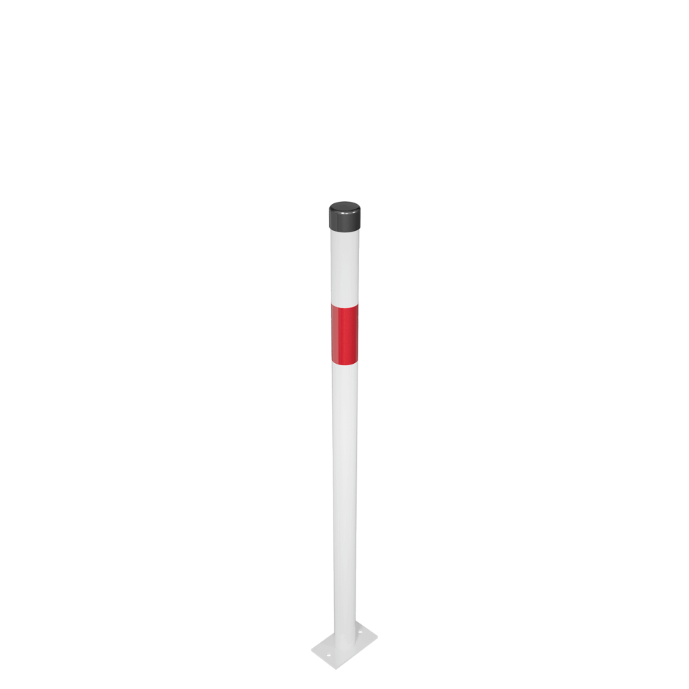 Kettingpaal Ø42 mm | Wit-rood | Voor verankering in beton of op voetplaat