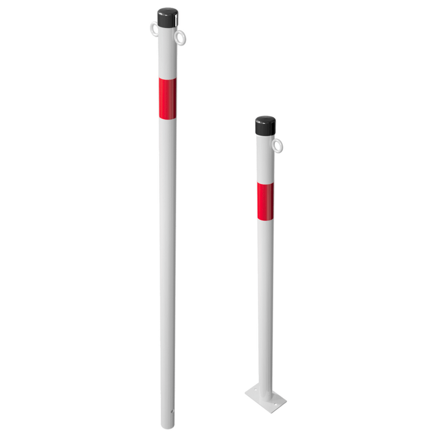 Kettingpaal Ø42 mm | Wit-rood | Voor verankering in beton of op voetplaat