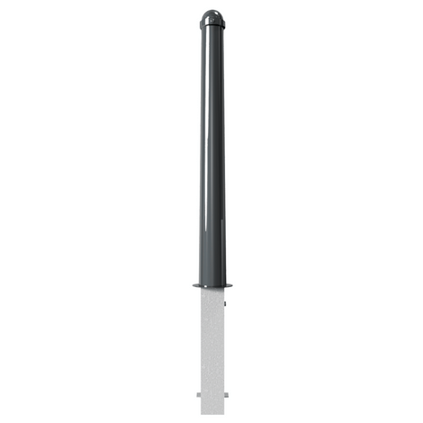 Donkergrijze afzetpaal Ø102 mm met helm kop, uitneembaar voor betonverankering.