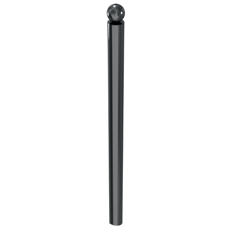 Zwarte afzetpaal design, Ø76 mm, met glanzende bolle kop voor betonverankering.