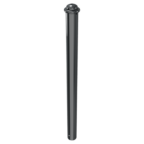 Zwarte design afzetpaal (Ø82 mm) met ringkop, voor vaste betonverankering.