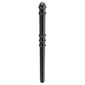 Zwarte design afzetpaal Ø76 mm met ringen, vast in de grond voor betonverankering.