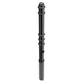 Zwarte design afzetpaal Ø76mm met ringen, uitneembaar voor betonverankering en driekantslot.
