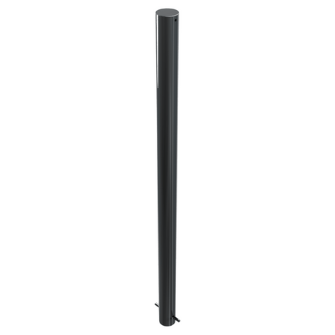 Zwarte design afzetpaal, Ø76 mm, met vlakke kop, voor vaste betonverankering.