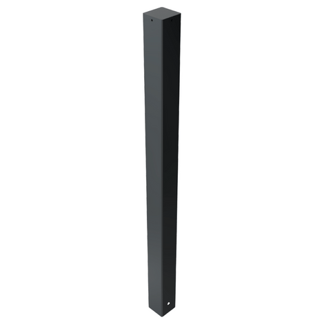 Donkergrijze, vierkante afzetpaal (80x80 mm) met vlakke kop, voor vaste betonverankering.