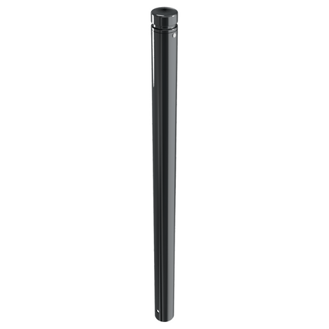 Zwarte afzetpaal, Ø82 mm, met vlakke kop, voor vaste betonverankering.