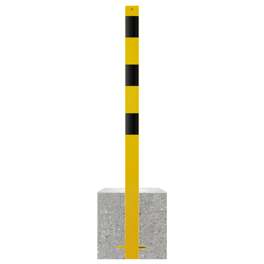 Afzetpaal met betonvoet | Geel-zwart | Ø60 - 102 mm