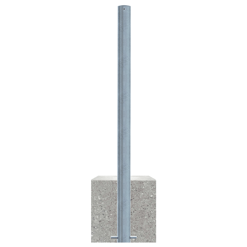 Afzetpaal met betonvoet | Verzinkt staal | Ø60 - 102 mm