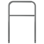 Glanzende RVS beschermbeugel Ø48 mm met tussenbuis, voor betonverankering.