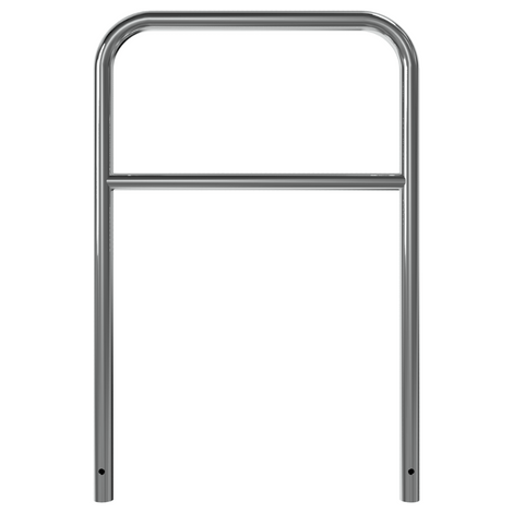 Glanzende RVS beschermbeugel Ø48 mm met tussenbuis, voor betonverankering.