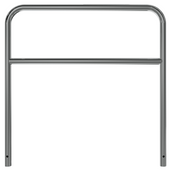 RVS beschermbeugel Ø48 mm, 1200x1200 mm, met tussenbuis voor betonverankering.