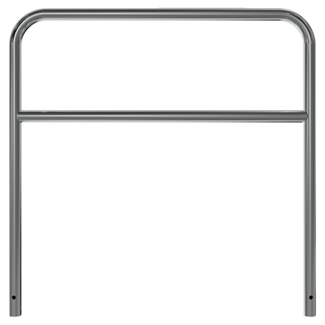 RVS beschermbeugel Ø48 mm, 1200x1200 mm, met tussenbuis voor betonverankering.