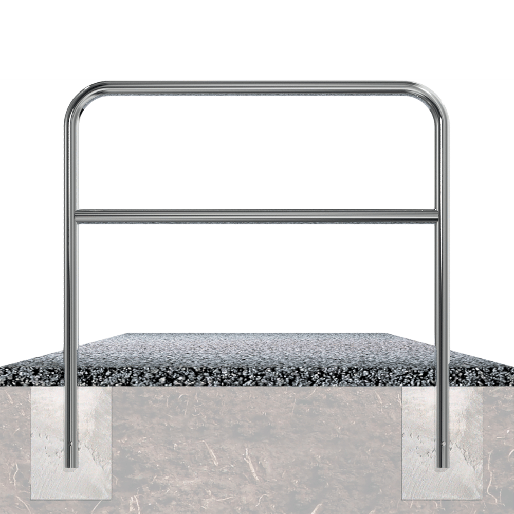 RVS beschermbeugel Ø48 mm | Voor verankering in beton | Met tussenbuis