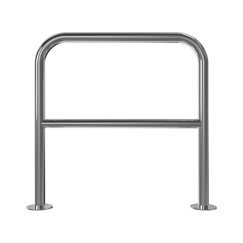 RVS beschermbeugel Ø48 mm | Op voetplaat | Met tussenbuis