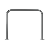 RVS beschermbeugel Ø48 mm, 1000x800mm, op voetplaat, zonder tussenbuis, glanzend metaal.