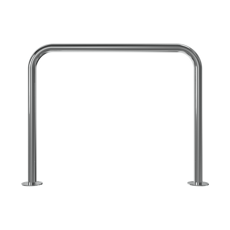 RVS beschermbeugel Ø48 mm, 1000x800mm, op voetplaat, zonder tussenbuis, glanzend metaal.