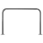 RVS beschermbeugel Ø48 mm, 1200x800 mm, op voetplaat, zonder tussenbuis, glanzend metaal.