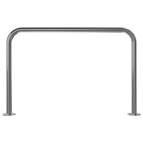 RVS beschermbeugel Ø48 mm, 1200x800 mm, op voetplaat, zonder tussenbuis, glanzend metaal.