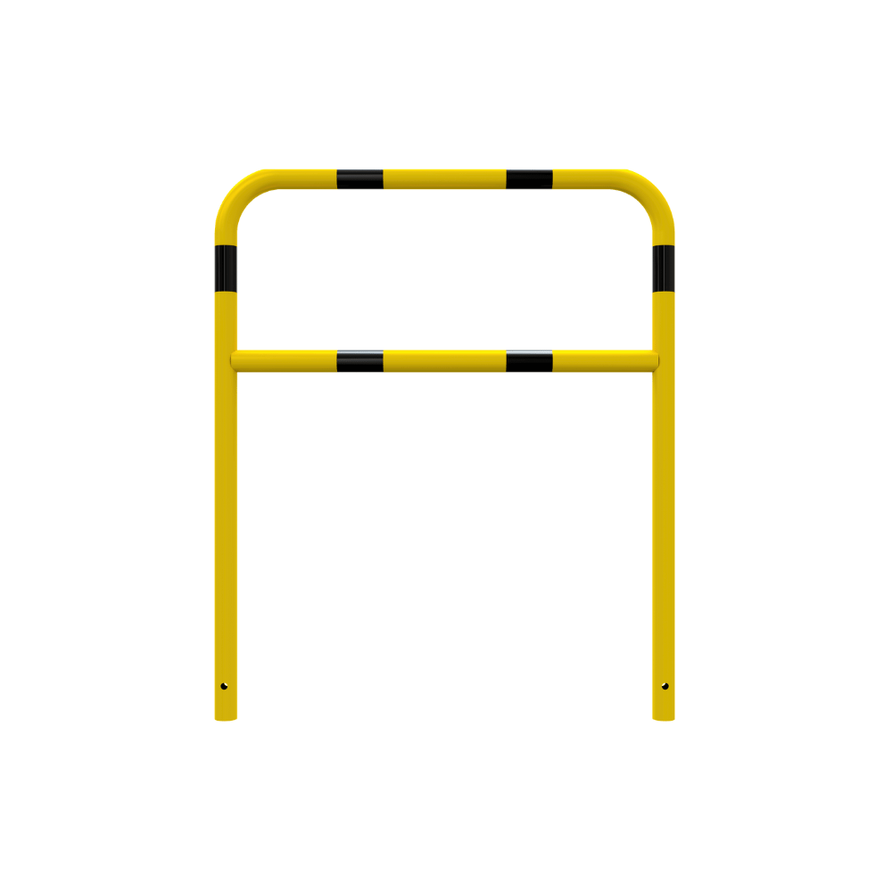 Beschermbeugel Ø48 mm | Geel-zwart | Voor verankering in beton | Met tussenbuis