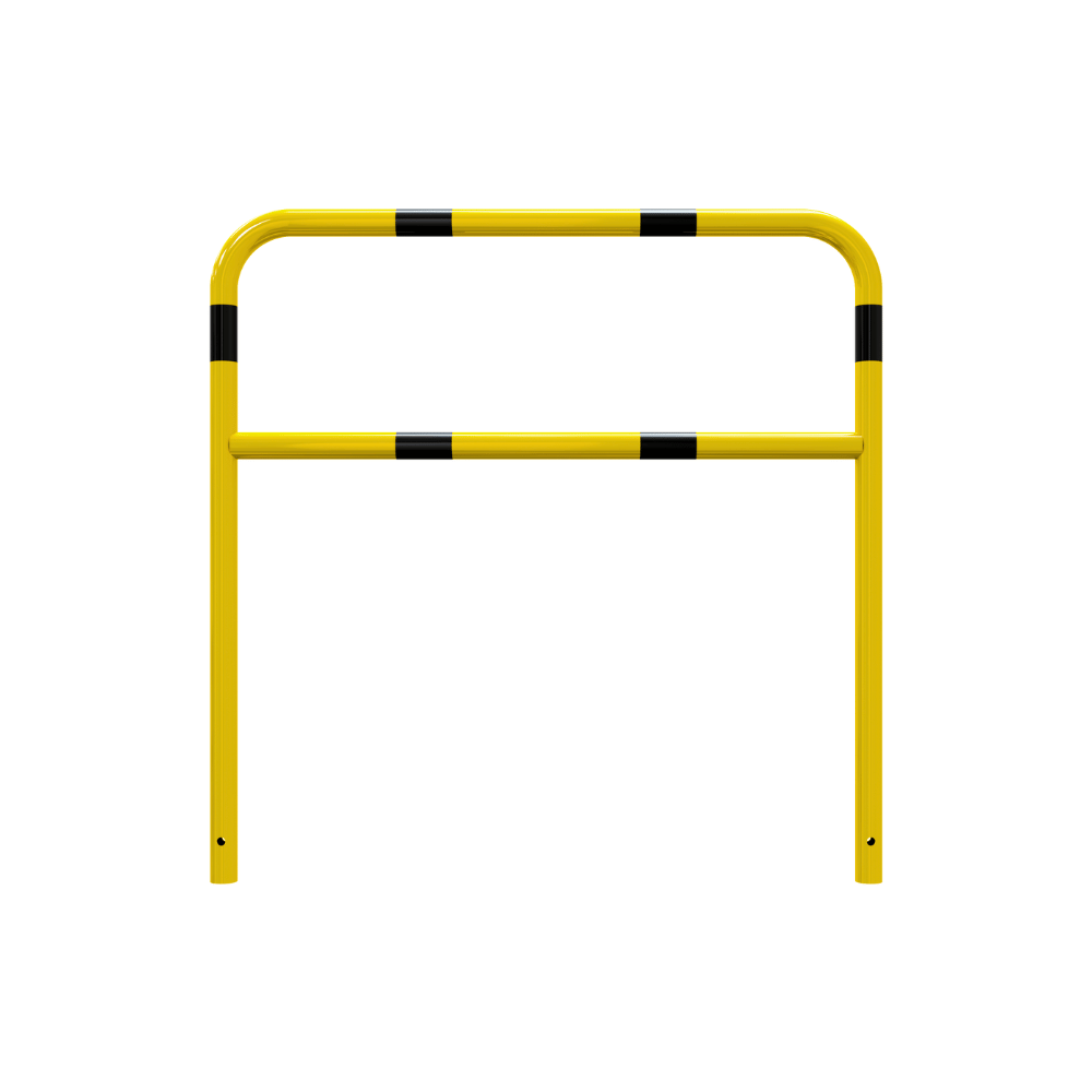 Beschermbeugel Ø48 mm | Geel-zwart | Voor verankering in beton | Met tussenbuis