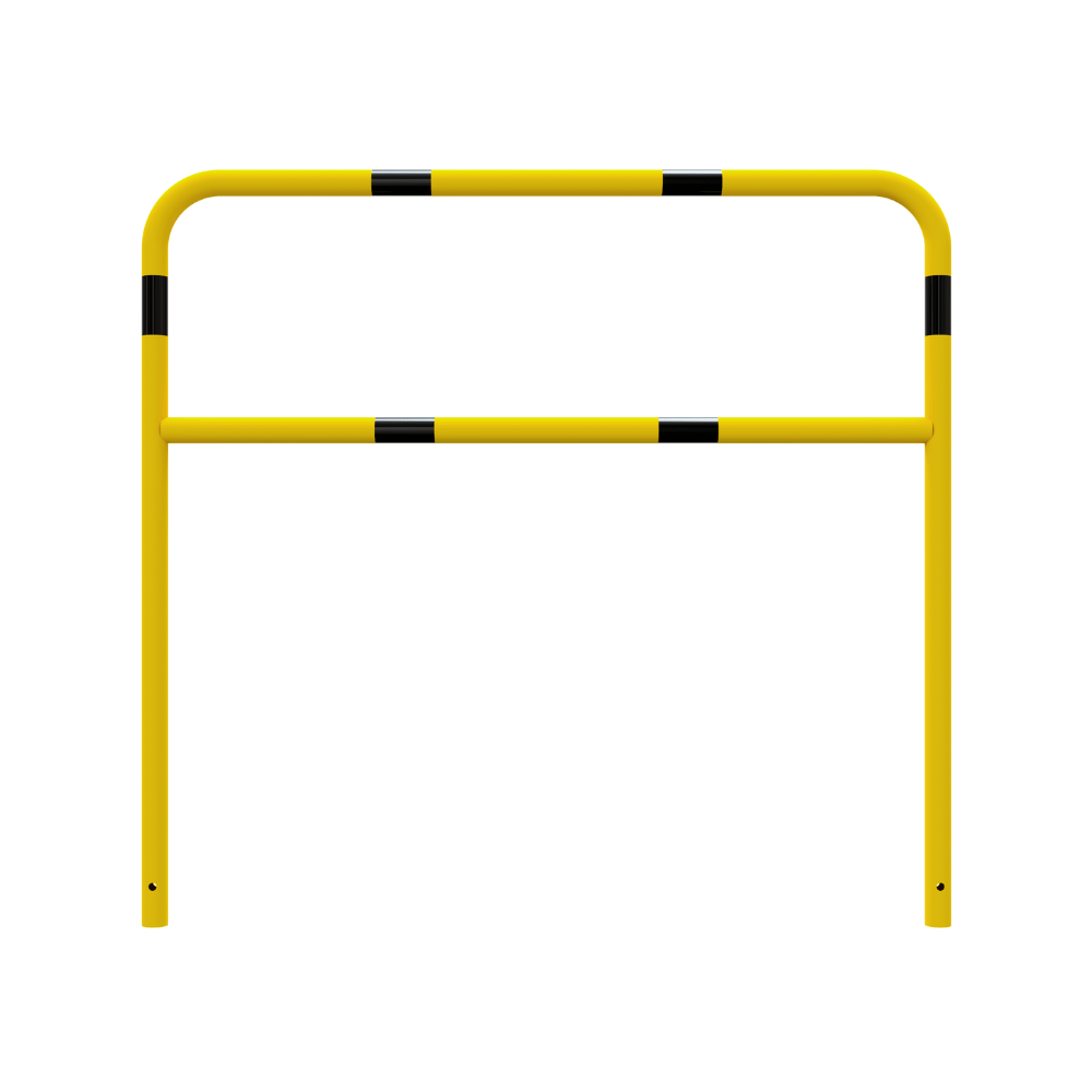 Beschermbeugel Ø48 mm | Geel-zwart | Voor verankering in beton | Met tussenbuis
