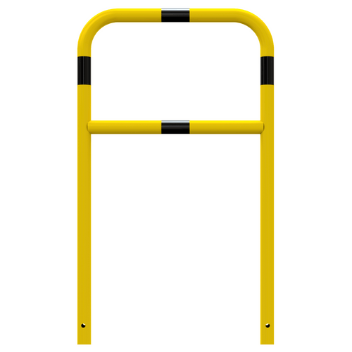 Beschermbeugel Ø48 mm | Geel-zwart | Voor verankering in beton | Met tussenbuis