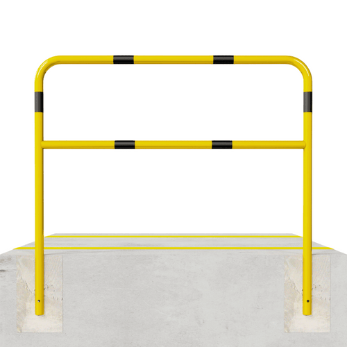 Beschermbeugel Ø48 mm | Geel-zwart | Voor verankering in beton | Met tussenbuis