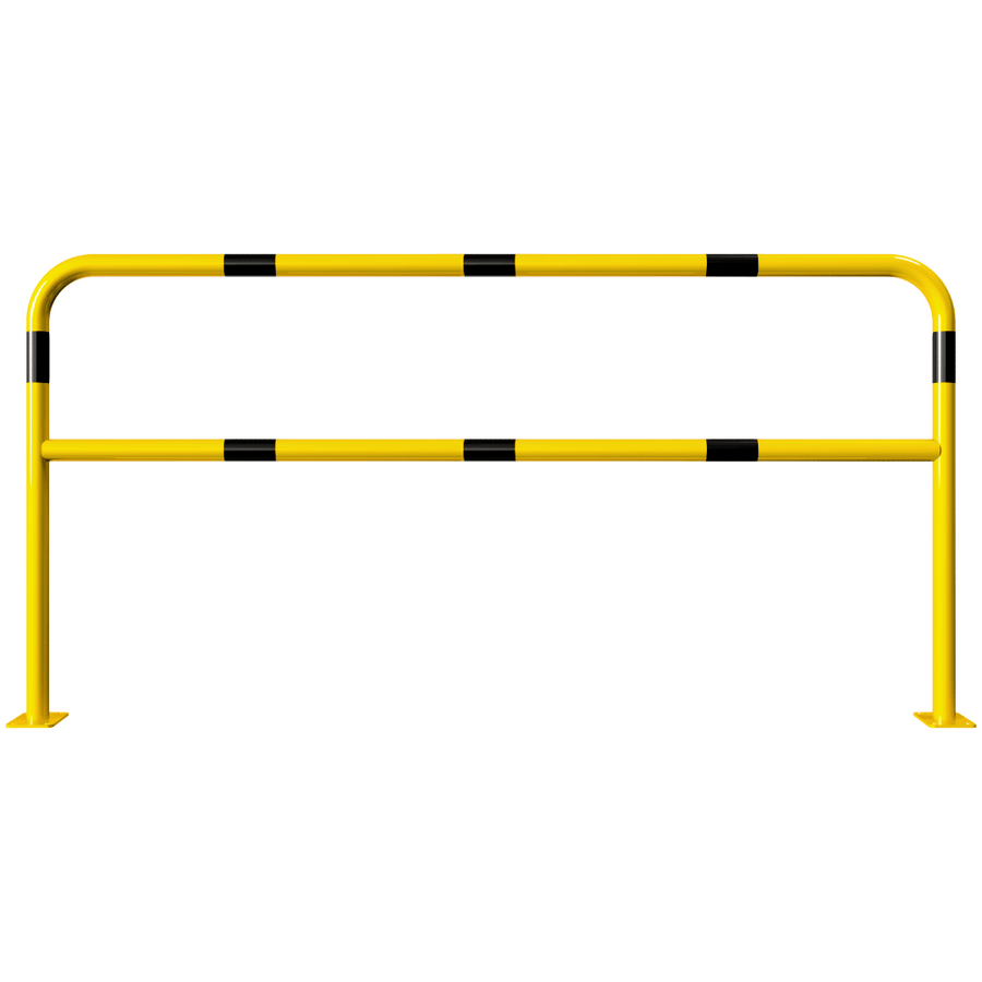 Beschermbeugel Ø48 mm | Geel-zwart | Op voetplaat | Met tussenbuis