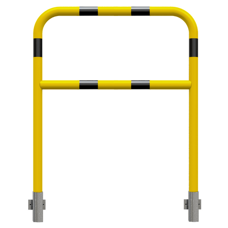 Gele en zwart gestreepte veiligheidsrailing Ø48 mm, 1000x1200 mm, voor muurbevestiging, afneembaar.
