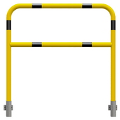 Gele en zwarte veiligheidsrailing Ø48 mm, 1200x1200 mm, voor muurbevestiging, afneembaar.