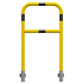 Gele en zwart gestreepte veiligheidsrailing Ø48 mm, 700x1200 mm, voor muurbevestiging, afneembaar.