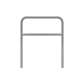 Verzinkt stalen beschermbeugel Ø48 mm, 1000x1200 mm, met tussenbuis voor betonverankering.