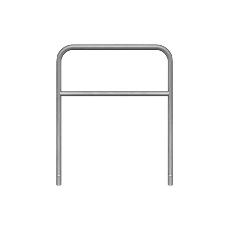 Verzinkt stalen beschermbeugel Ø48 mm, 1000x1200 mm, met tussenbuis voor betonverankering.