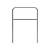 Verzinkt stalen beschermbeugel Ø48 mm, 1000x1400 mm, met tussenbuis voor betonverankering.