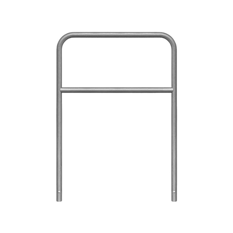 Verzinkt stalen beschermbeugel Ø48 mm, 1000x1400 mm, met tussenbuis voor betonverankering.