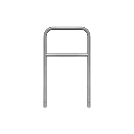 Verzinkt stalen beschermbeugel Ø48 mm, 700x1200 mm, met tussenbuis voor betonverankering.