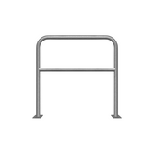 Verzinkt stalen beschermbeugel Ø48 mm, 1000x1000 mm, met tussenbuis en voetplaten.