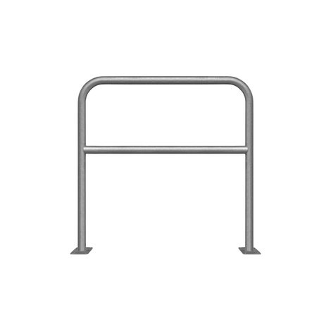 Verzinkt stalen beschermbeugel Ø48 mm, 1000x1000 mm, met tussenbuis en voetplaten.