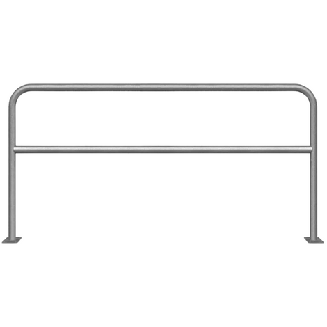 Verzinkt stalen beschermbeugel Ø48 mm, 2000x1000 mm, met tussenbuis en voetplaten.