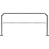 Verzinkt stalen beschermbeugel, Ø60 mm, 2000x1000 mm, met tussenbuis en voetplaat.
