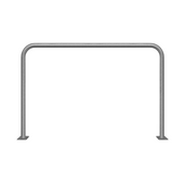 Verzinkt stalen beschermbeugel Ø48 mm, 1500x1000 mm, op voetplaat, zonder tussenbuis.