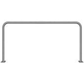 Verzinkt stalen beschermbeugel Ø48 mm, 2000x1000 mm, met voetplaten, zonder tussenbuis.