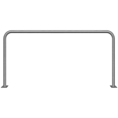 Verzinkt stalen beschermbeugel Ø48 mm, 2000x1000 mm, met voetplaten, zonder tussenbuis.