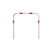 Wit-rode beschermbeugel Ø48 mm, 1000x1000 mm, voor betonverankering.